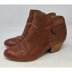 Frye Size 10 Judith Zip Ankle Boot Bootie Brown Leather Western Stacked Heel